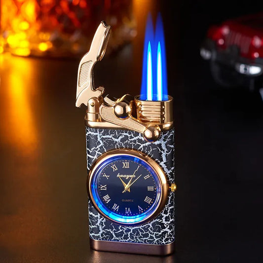 briquet horloge marbre bleu