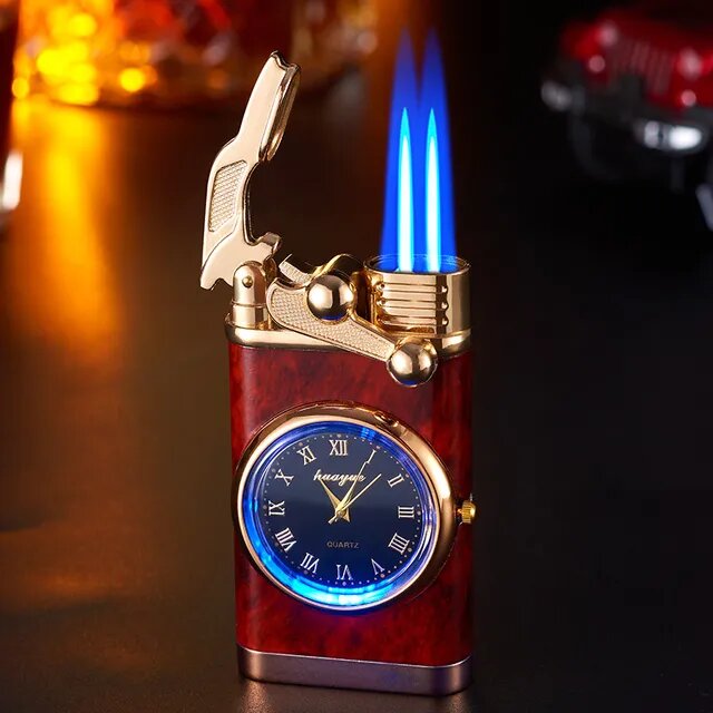 briquet horloge bois